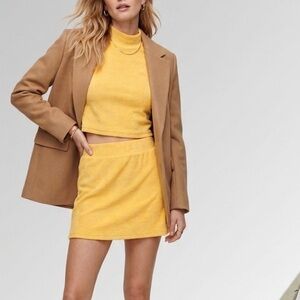 Aritzia Wilfred Free Popsicle Yellow Terry Cloth Mini Skirt Size Medium